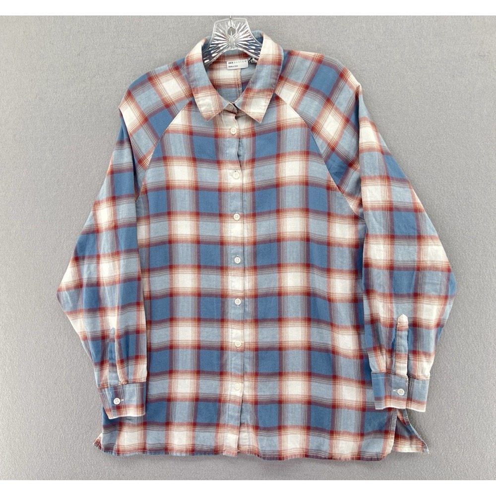 Asos Design Womens Plaid Long Sleeve Flannel Button Down Boyfriend Shirt Size 6